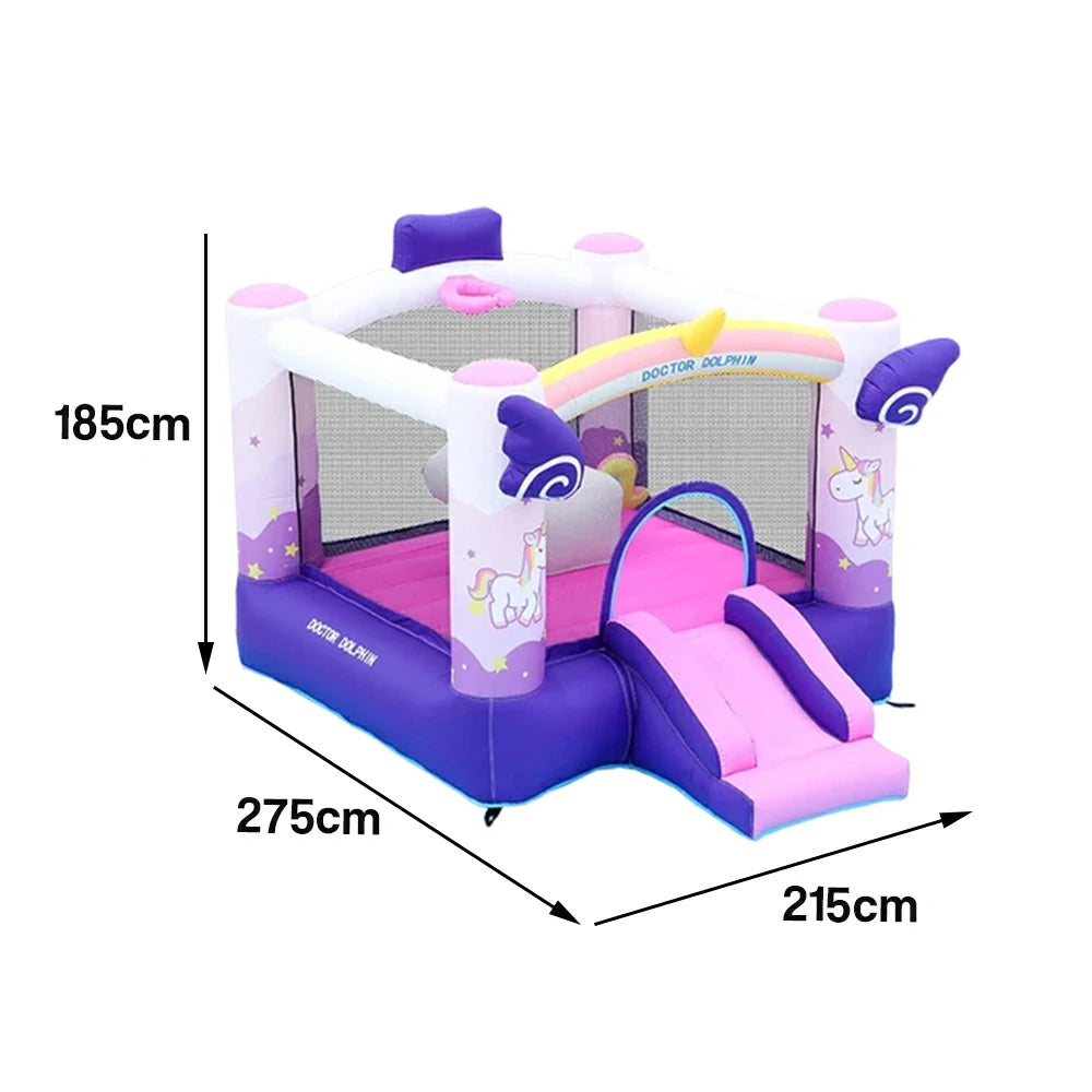 GAMEON Inflatable Bounce Castle PVC Build with Blower - Unicorn Rainbow Fantasy Slide Style