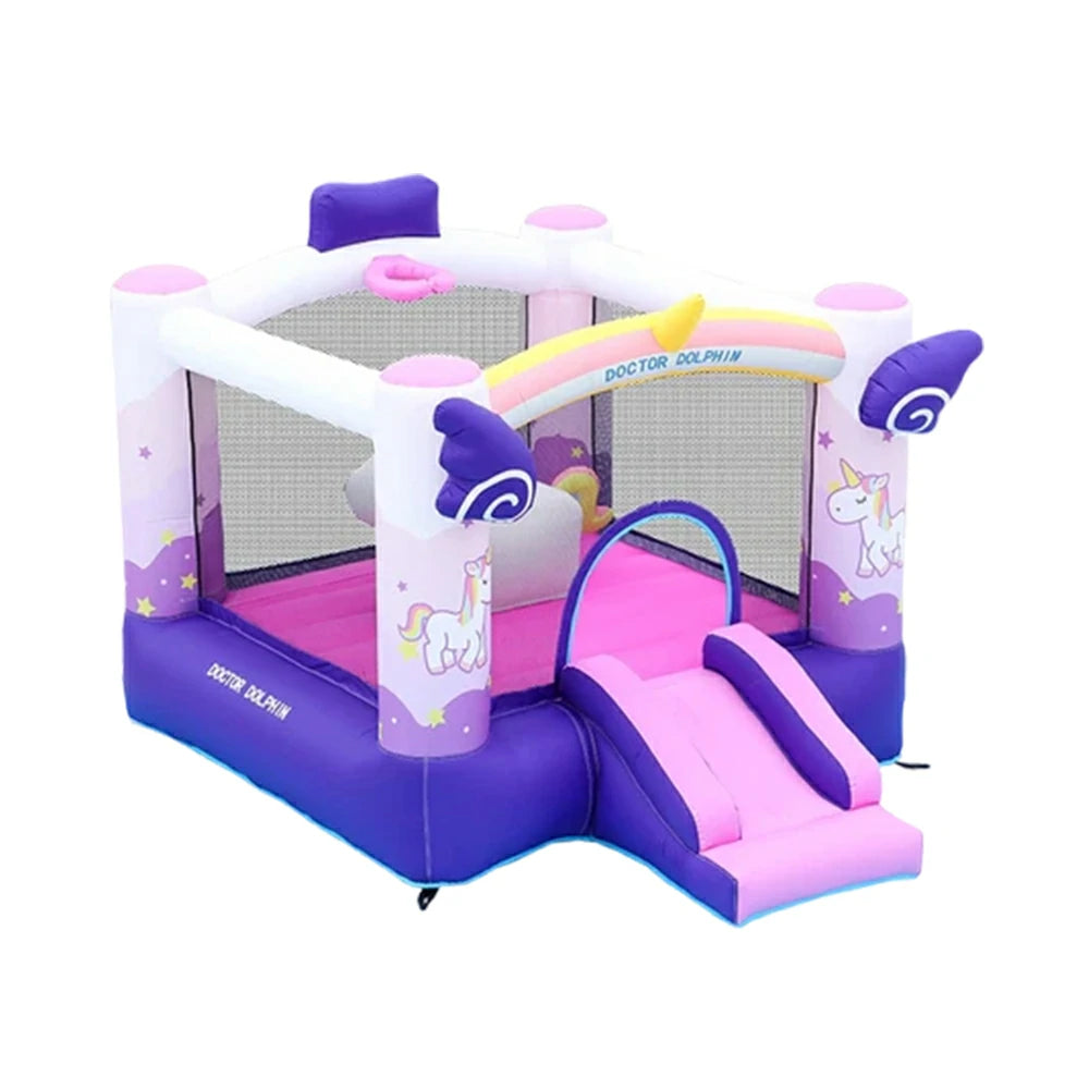 GAMEON Inflatable Bounce Castle PVC Build with Blower - Unicorn Rainbow Fantasy Slide Style
