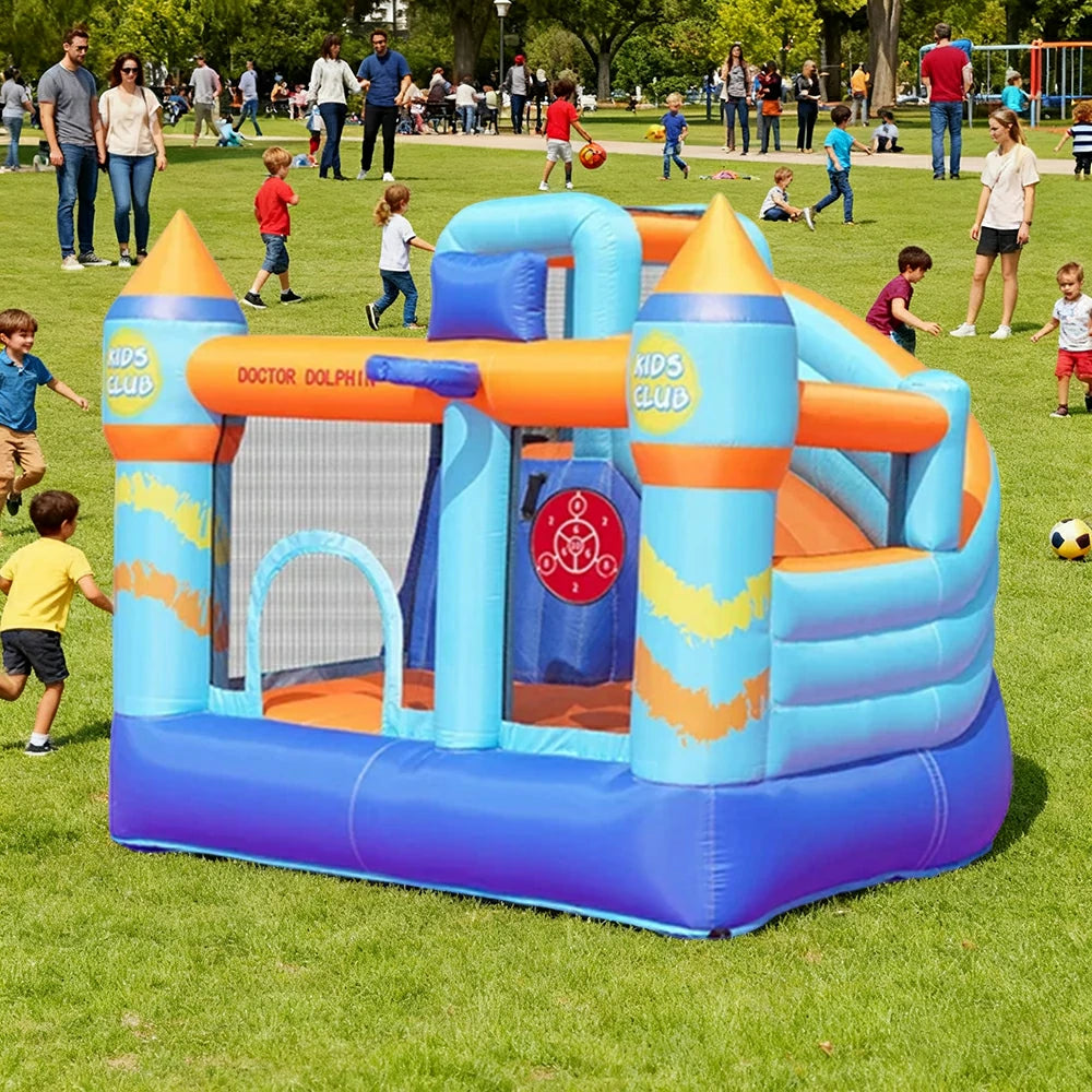 GAMEON Inflatable Bounce Castle - PVC Build with Blower, Kids Club Design, Home Use