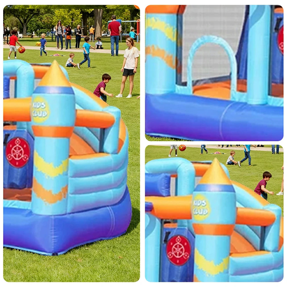 GAMEON Inflatable Bounce Castle - PVC Build with Blower, Kids Club Design, Home Use