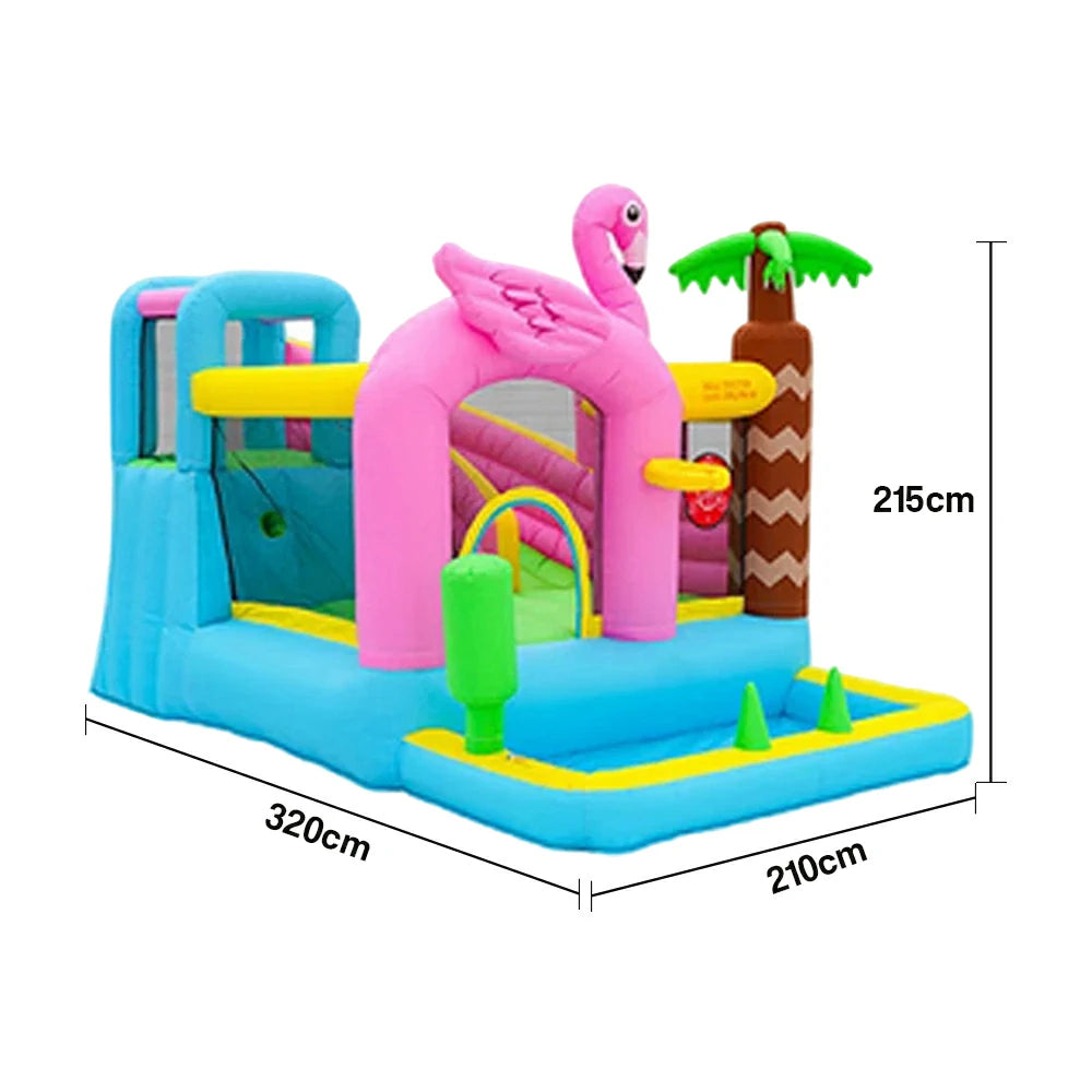 GAMEON Inflatable Bounce Castle - PVC Build with Blower, Flamingo Design, Compact Size