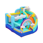 GAMEON Inflatable Bounce Castle - PVC Build with Blower, Unicorn Rainbow Theme with Slide