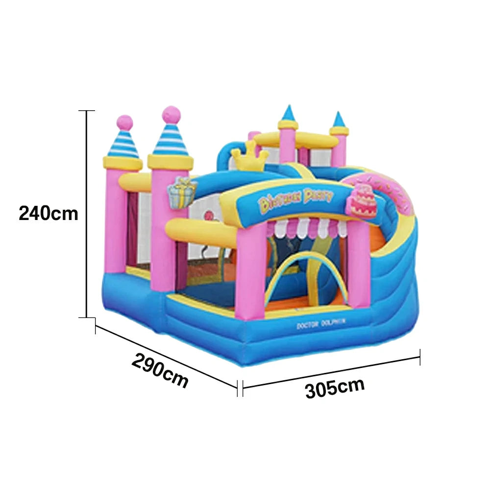 GAMEON Inflatable Bounce Castle - PVC Build with Blower, Birthday Party Theme with Cake and Gift Design