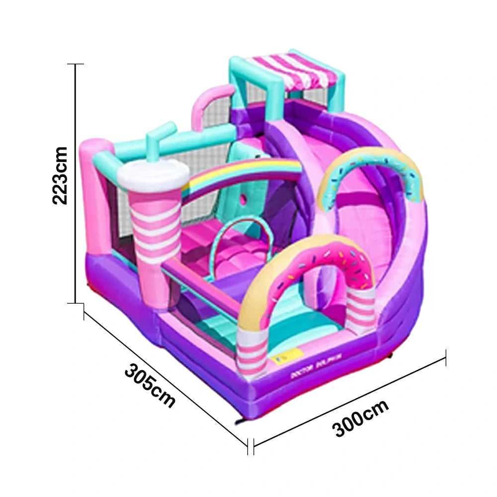 GAMEON Inflatable Bounce Castle - PVC Build with Blower, Sweet Dessert Shop Theme with Slide