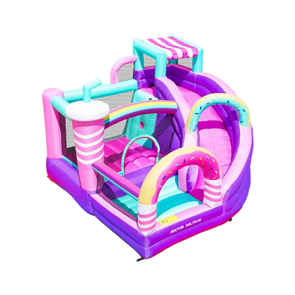 GAMEON Inflatable Bounce Castle - PVC Build with Blower, Sweet Dessert Shop Theme with Slide