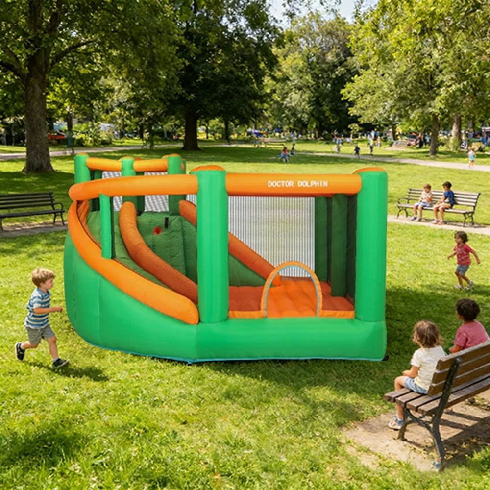 GAMEON Inflatable Bounce Castle - PVC Build with Blower, Full Enclosure Design with Slide