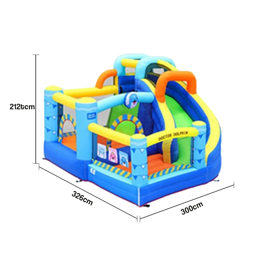 GAMEON Inflatable Bounce Castle - PVC Build with Blower, Dolphin Castle with Slide