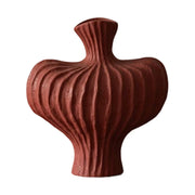 LIVARA Ceramic Vase Decor Display Matte Ceramic Raised-Shoulder Shape Handcrafted Artistic Design - Red
