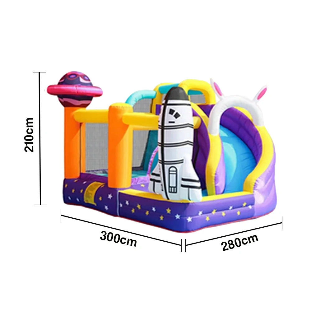 GAMEON Inflatable Bounce Castle - PVC Build with Blower, Space Theme with Rocket and UFO