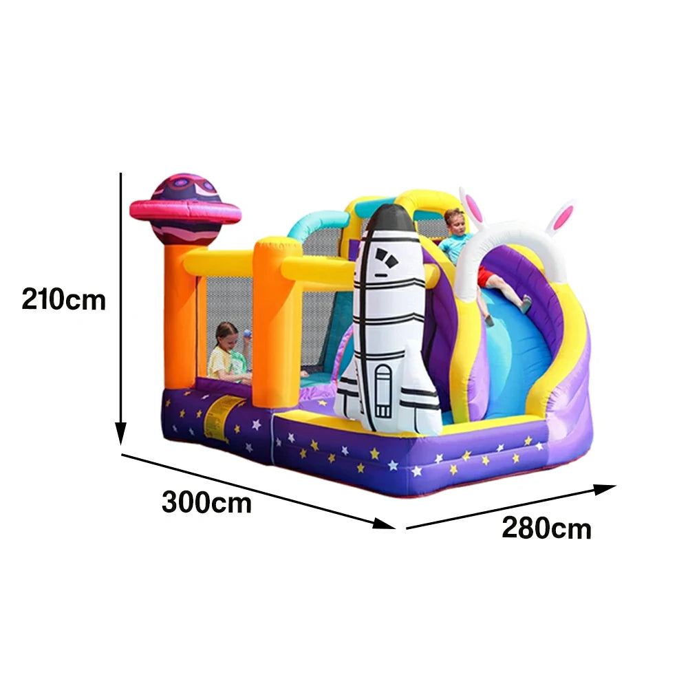 GAMEON Inflatable Bounce Castle - PVC Build with Blower, Space Theme with Rocket and UFO