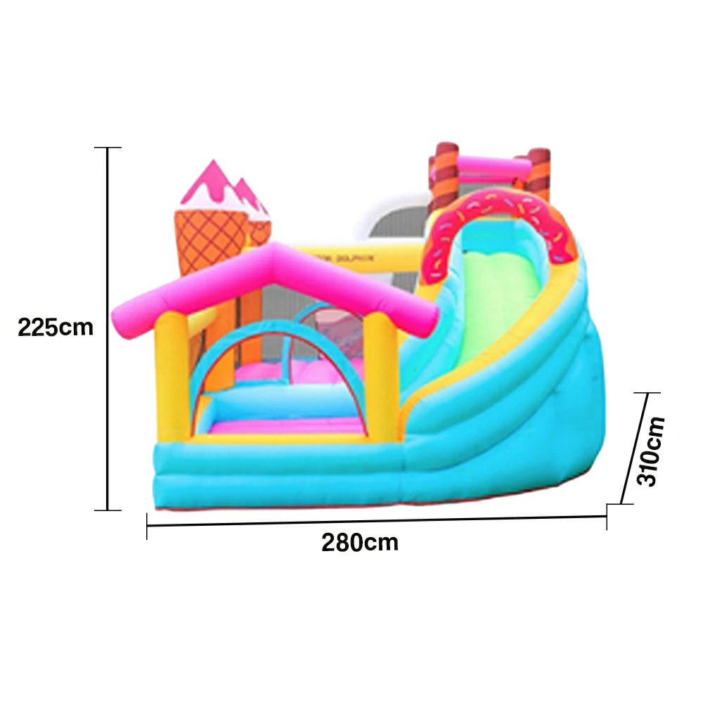 GAMEON Inflatable Bounce Castle - PVC Build with Blower, Ice Cream Cone Theme with Slide