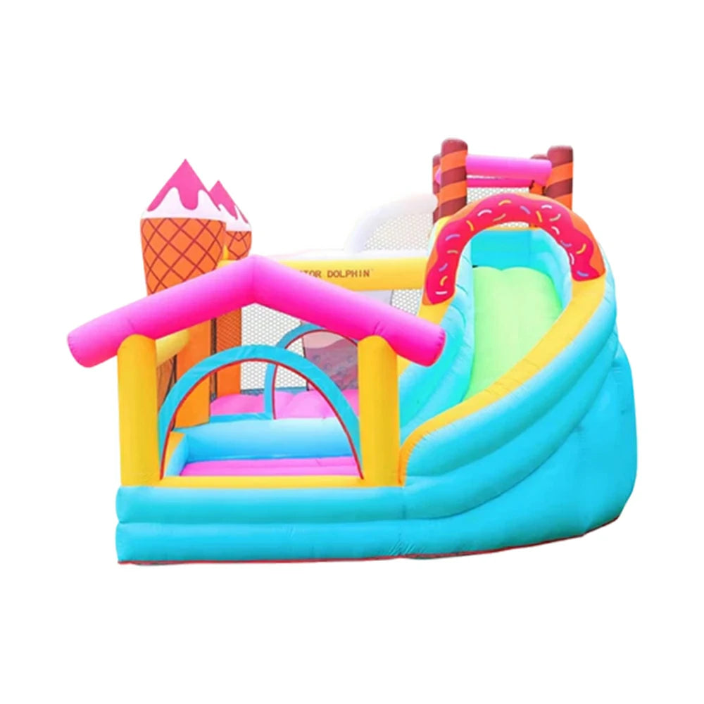 GAMEON Inflatable Bounce Castle - PVC Build with Blower, Ice Cream Cone Theme with Slide