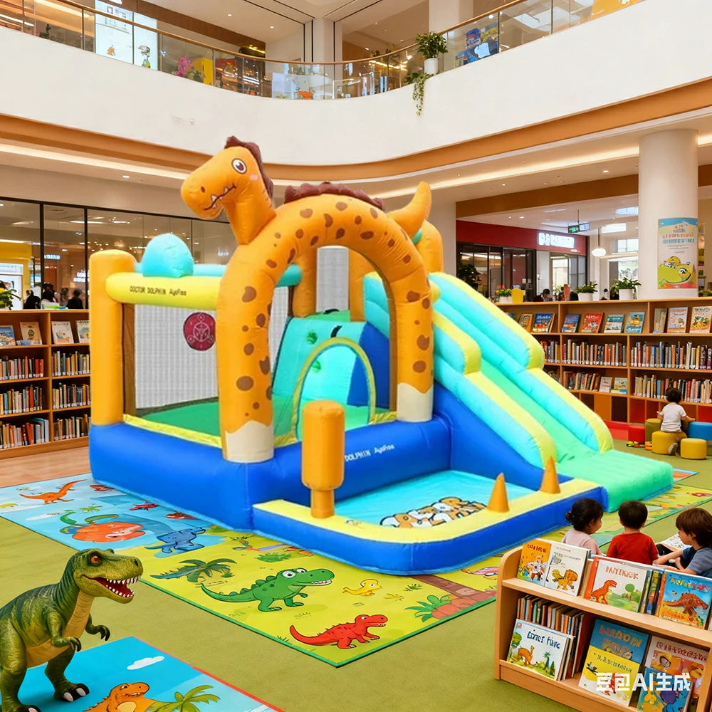 GAMEON Inflatable Bounce Castle - PVC Build with Blower, Dragon Castle Theme with Slide