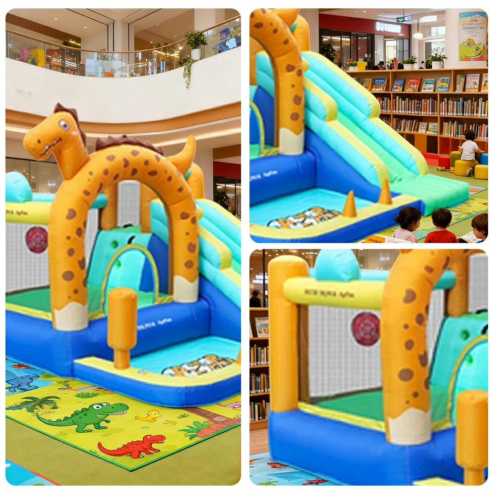 GAMEON Inflatable Bounce Castle - PVC Build with Blower, Dragon Castle Theme with Slide