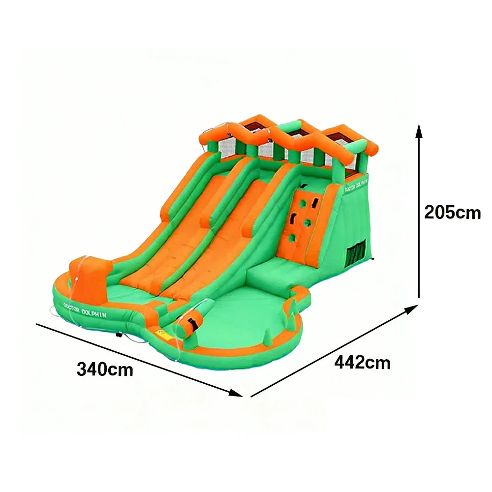 GAMEON Inflatable Bounce Castle - PVC Build with Blower, Slide Castle with Dual Slides