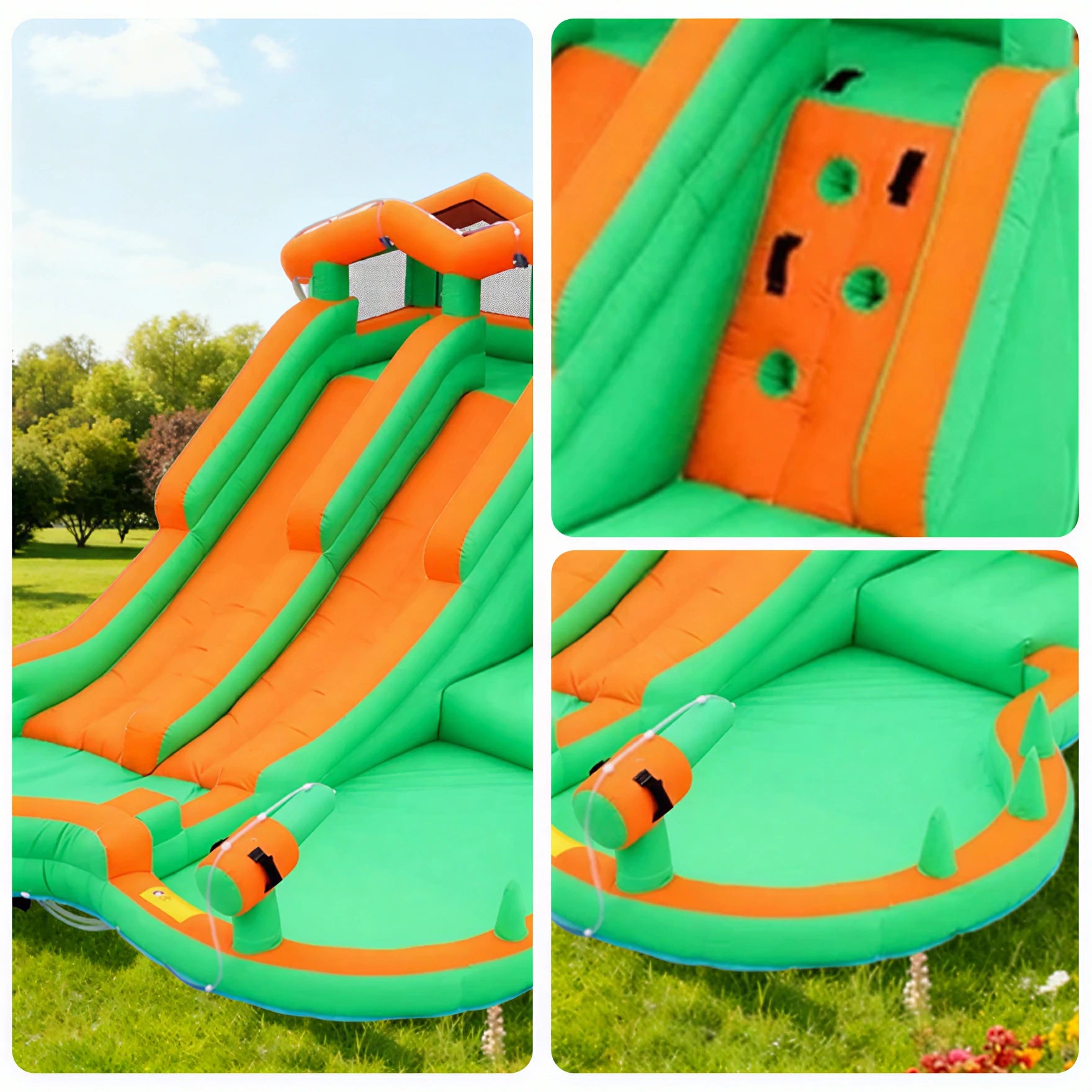 GAMEON Inflatable Bounce Castle - PVC Build with Blower, Slide Castle with Dual Slides
