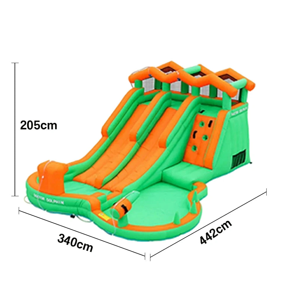 GAMEON Inflatable Bounce Castle - PVC Build with Blower, Slide Castle with Dual Slides