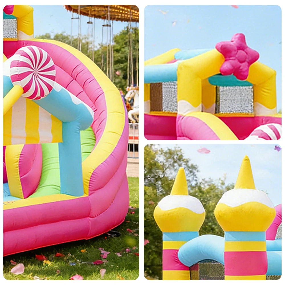 GAMEON Inflatable Bounce Castle - PVC Build with Blower, Lollipop Theme with Slide