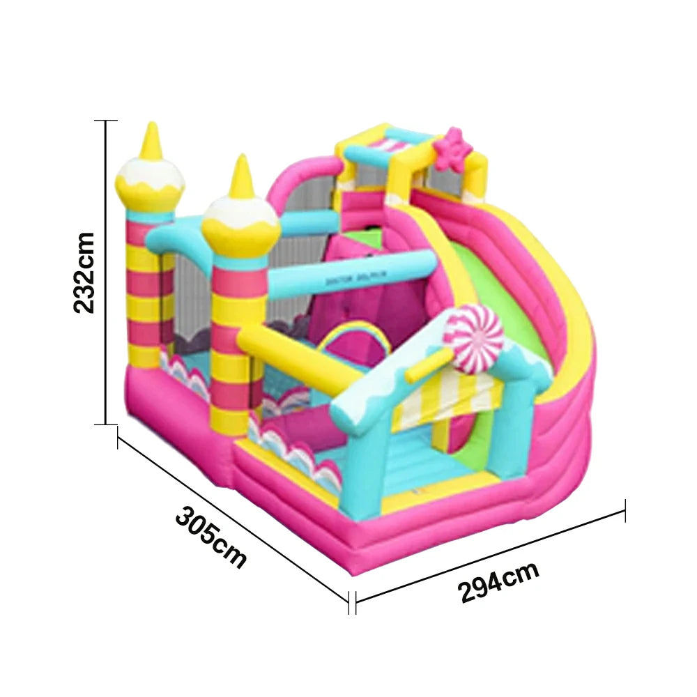 GAMEON Inflatable Bounce Castle - PVC Build with Blower, Lollipop Theme with Slide