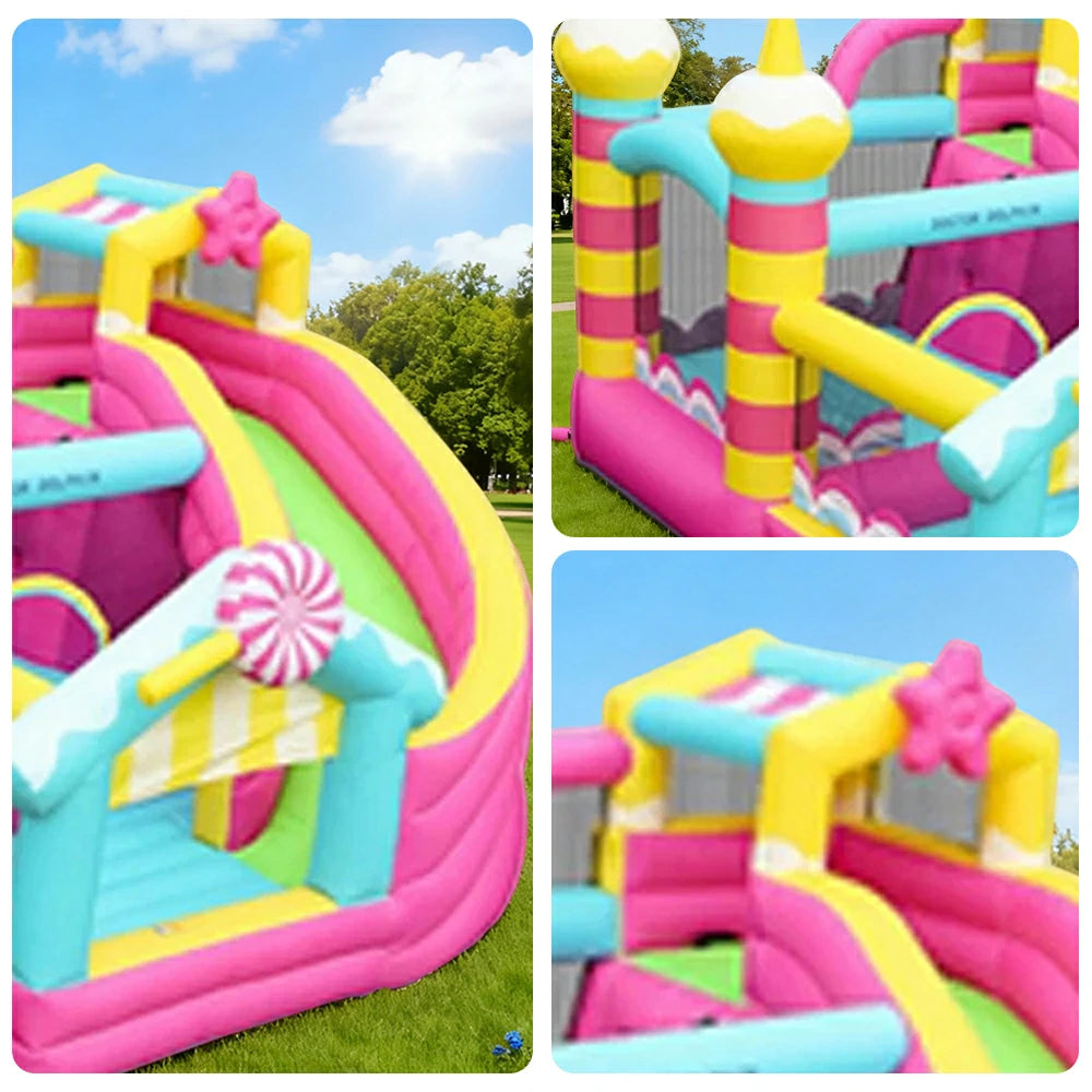 GAMEON Inflatable Bounce Castle - PVC Build with Blower, Lollipop Theme with Slide