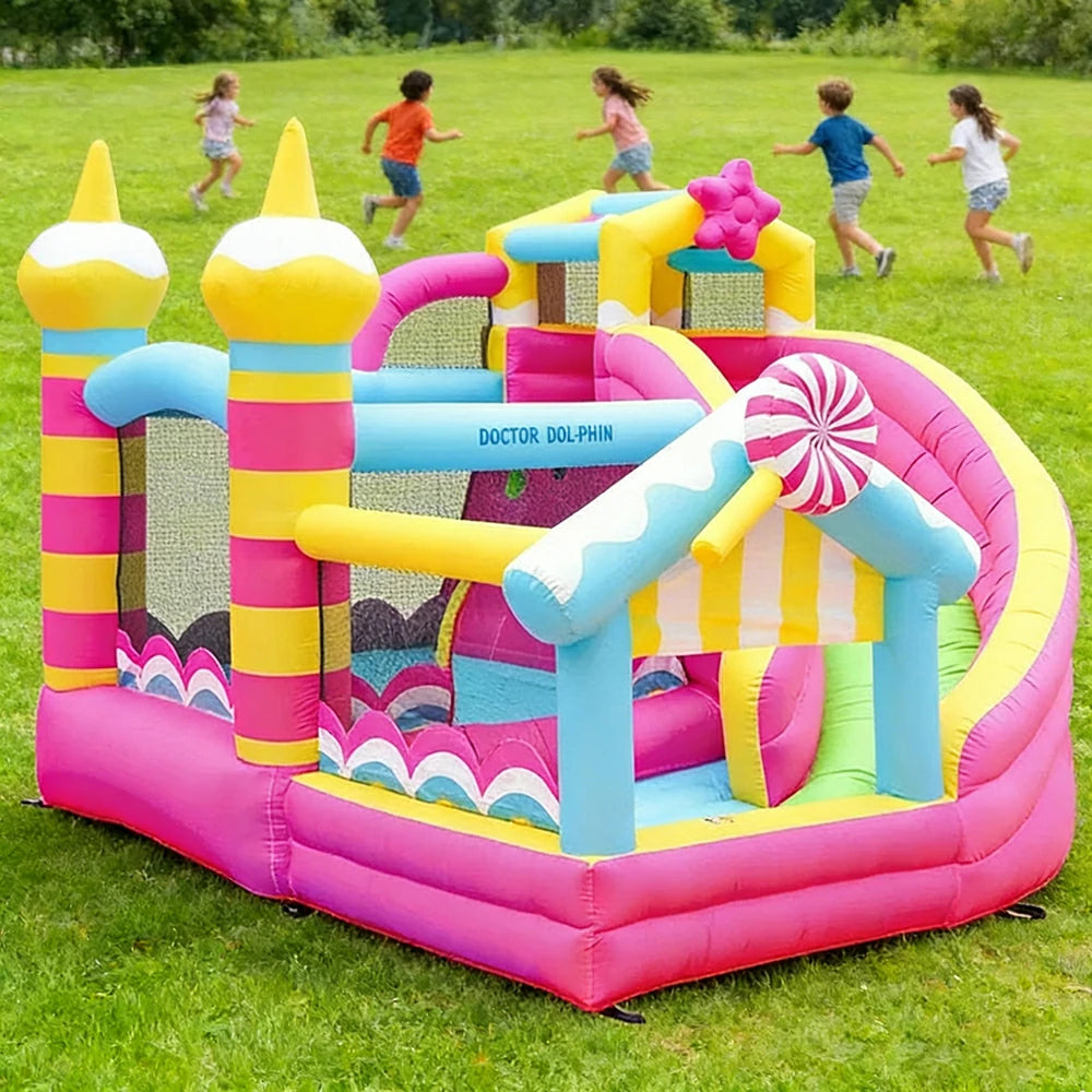 GAMEON Inflatable Bounce Castle - PVC Build with Blower, Lollipop Theme with Slide