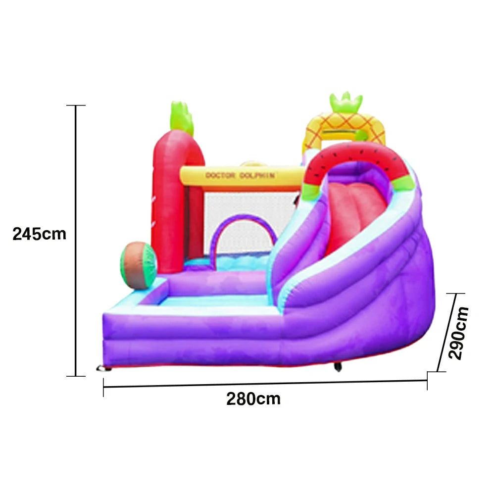 GAMEON Inflatable Bounce Castle - PVC Build with Blower, Fruit Castle Theme with Slide