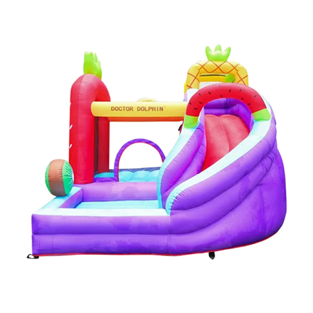 GAMEON Inflatable Bounce Castle - PVC Build with Blower, Fruit Castle Theme with Slide
