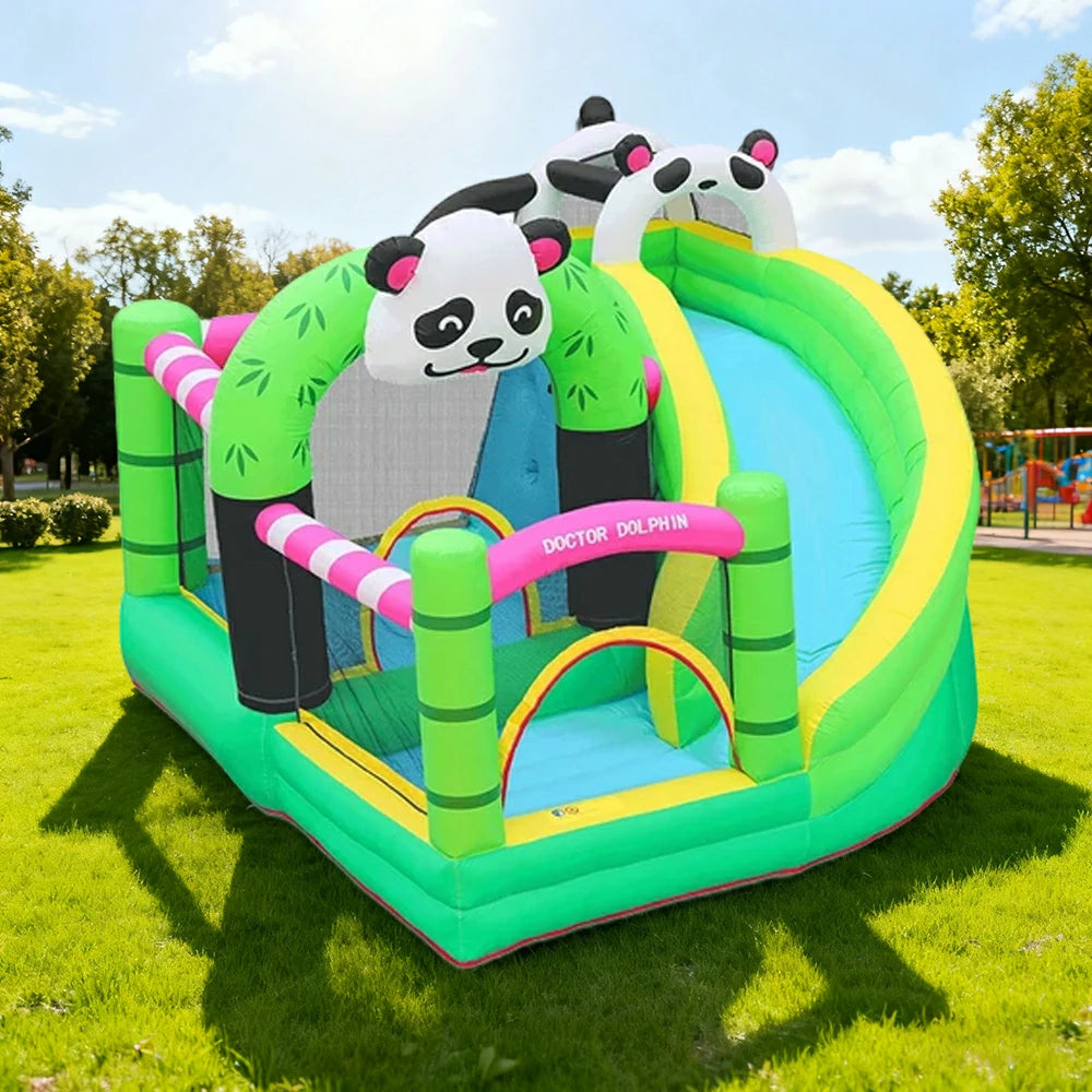 GAMEON Inflatable Bounce Castle - PVC Build with Blower, Panda Castle Theme with Slide