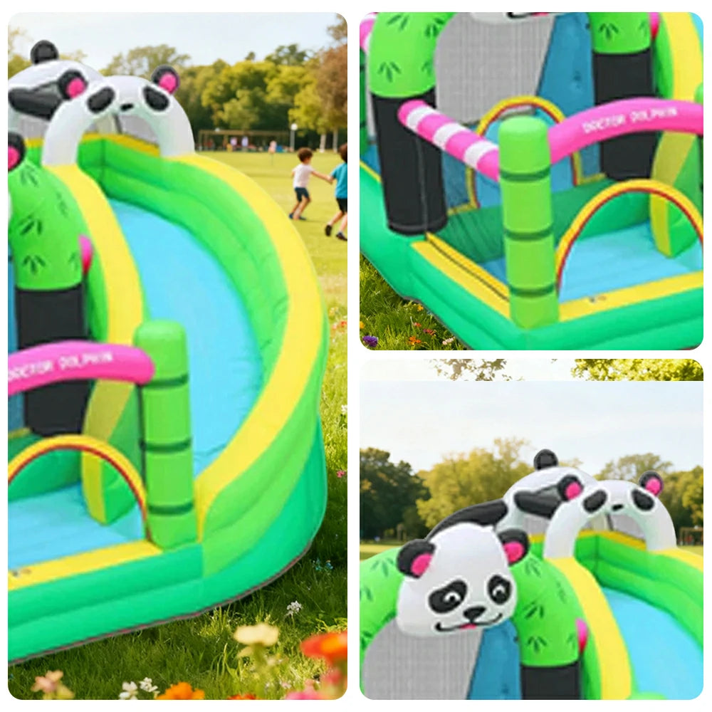 GAMEON Inflatable Bounce Castle - PVC Build with Blower, Panda Castle Theme with Slide
