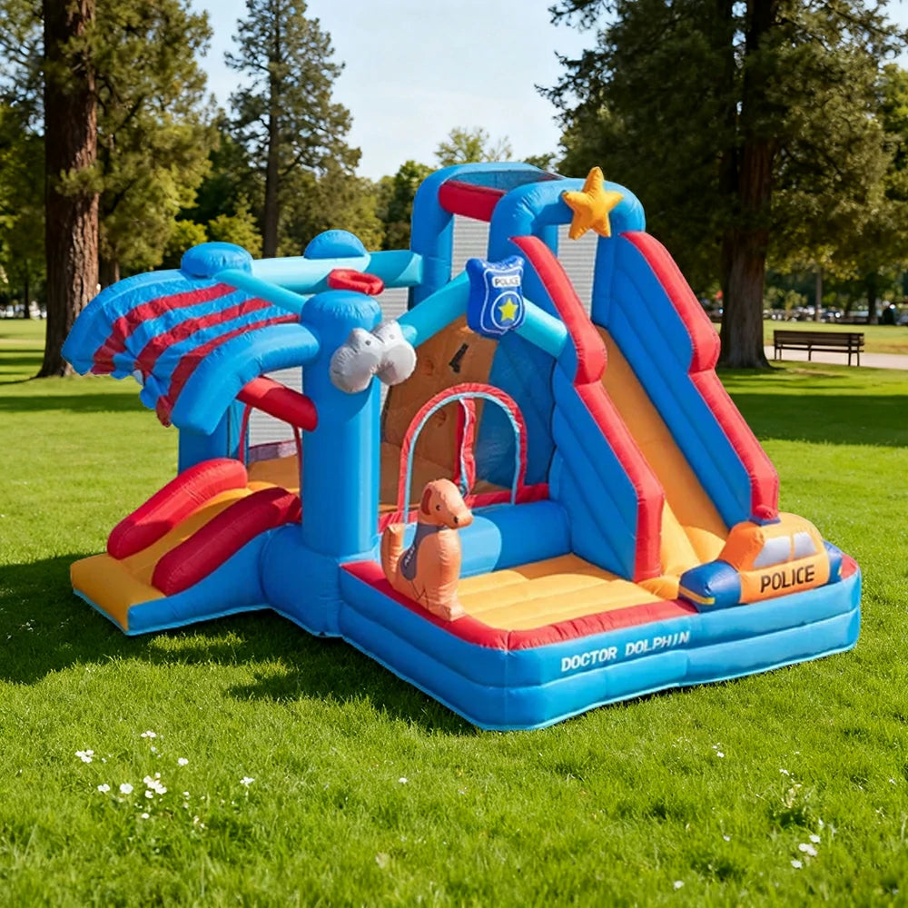 GAMEON Inflatable Bounce Castle - PVC Build with Blower, Ice Cream Castle Theme with Slide
