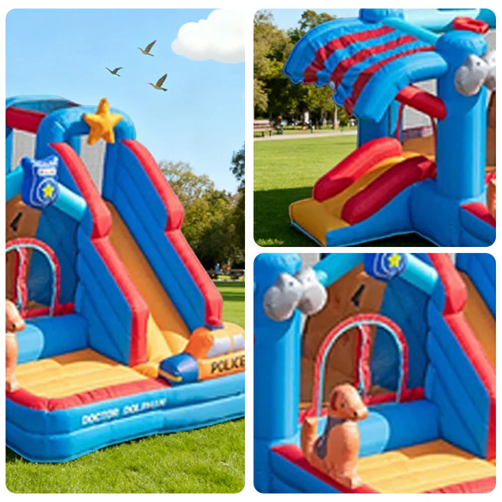 GAMEON Inflatable Bounce Castle - PVC Build with Blower, Ice Cream Castle Theme with Slide