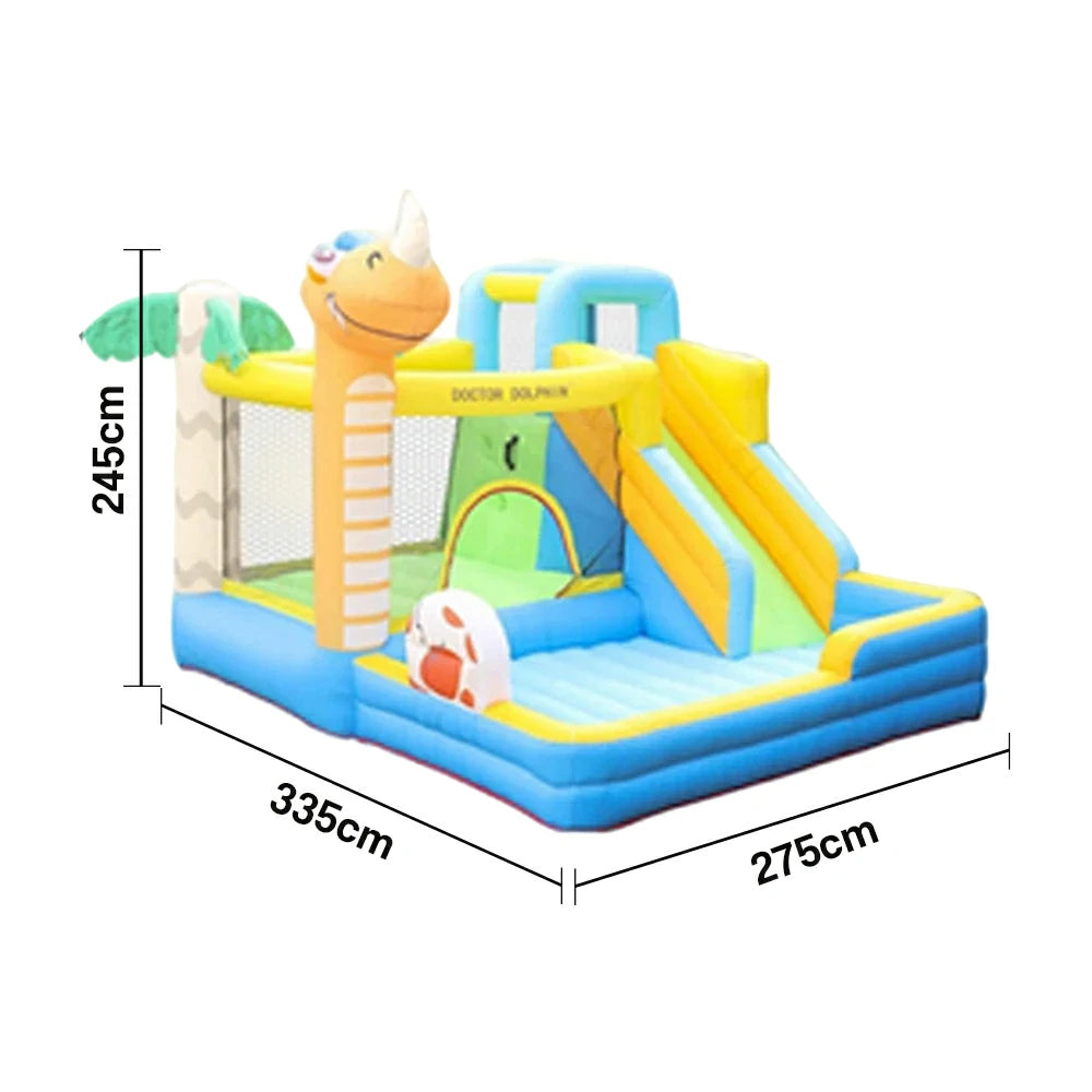 GAMEON Inflatable Bounce Castle - PVC Build with Blower, Dinosaur Castle Theme with Slide