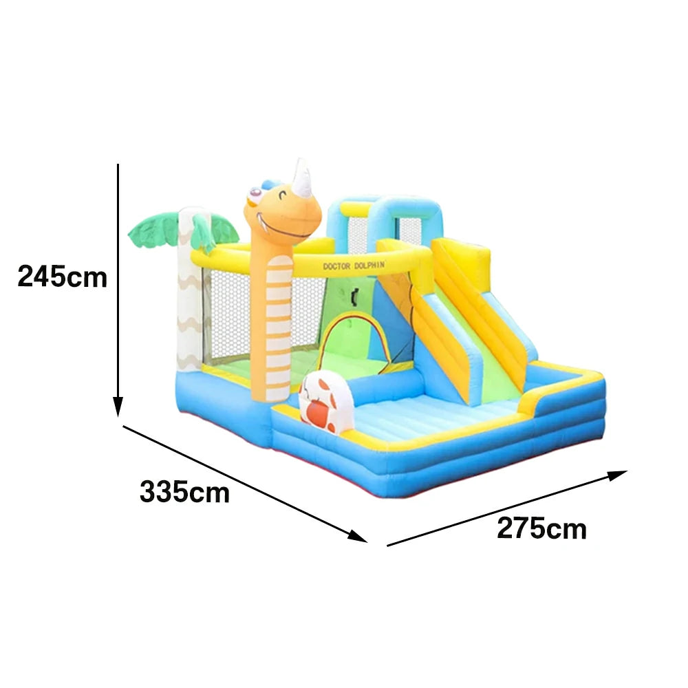 GAMEON Inflatable Bounce Castle - PVC Build with Blower, Dinosaur Castle Theme with Slide