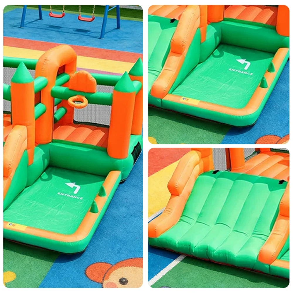 GAMEON Inflatable Bounce Castle - PVC Build with Blower, Forest Theme Castle with Slide