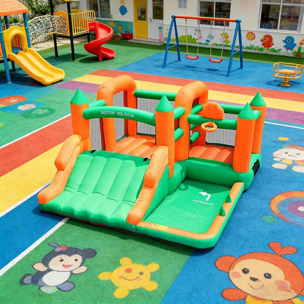 GAMEON Inflatable Bounce Castle - PVC Build with Blower, Forest Theme Castle with Slide