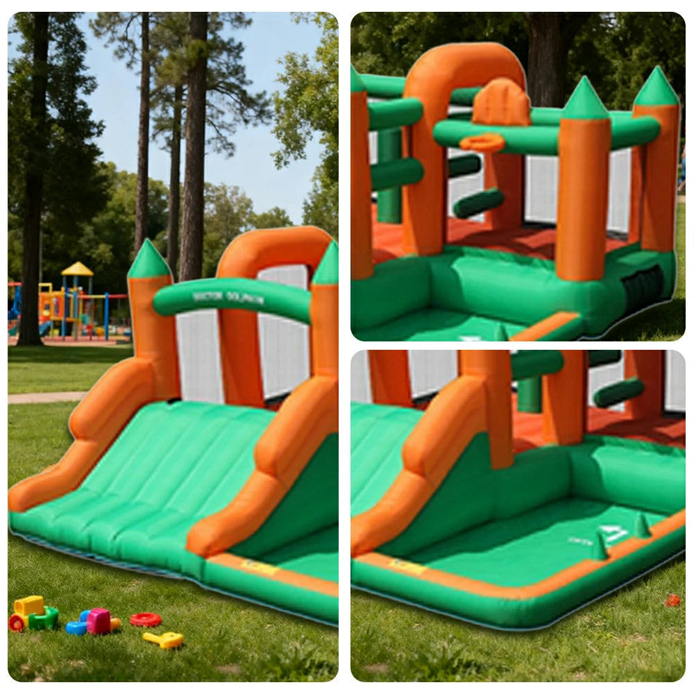 GAMEON Inflatable Bounce Castle - PVC Build with Blower, Forest Theme Castle with Slide