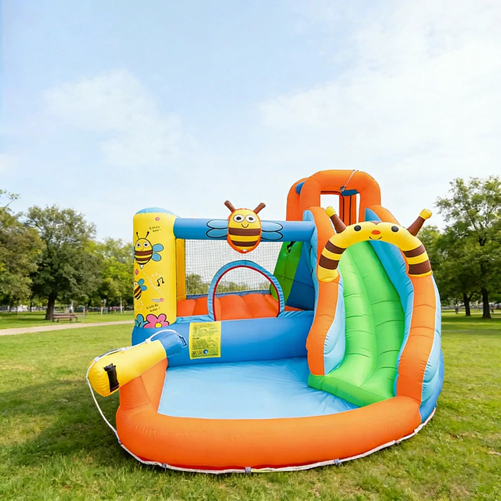 GAMEON Inflatable Bounce Castle PVC Build with Blower - Bee Theme Slide Style