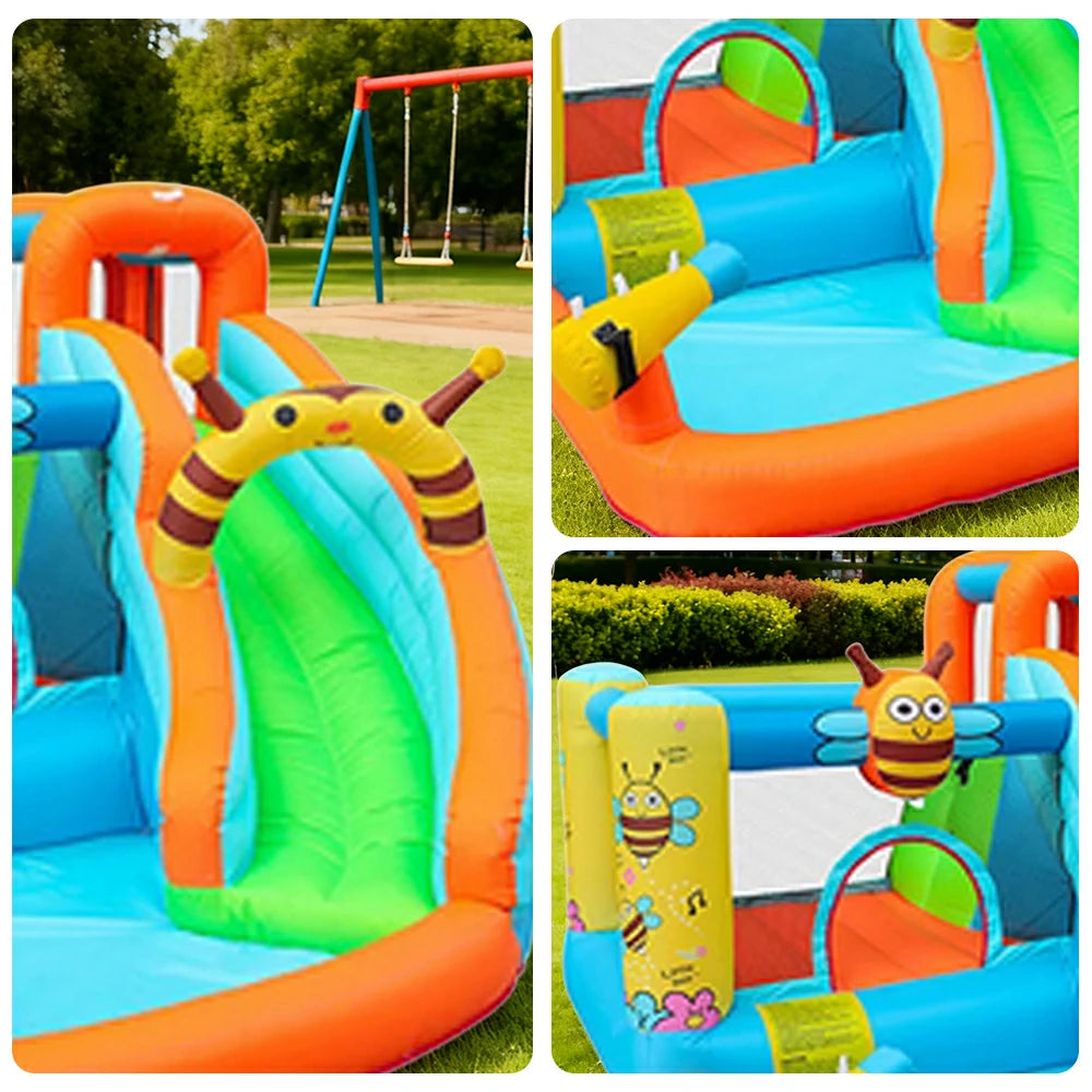 GAMEON Inflatable Bounce Castle PVC Build with Blower - Bee Theme Slide Style