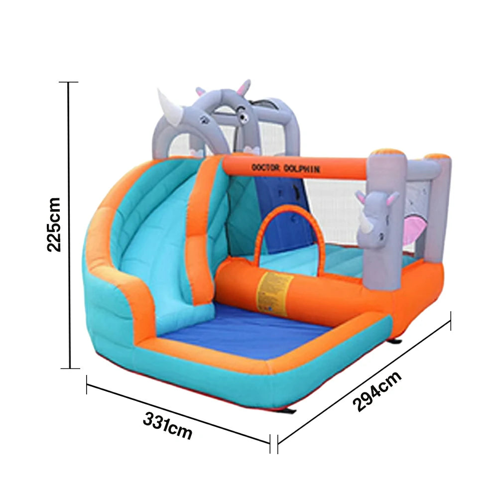GAMEON Inflatable Bounce Castle PVC Build with Blower - Rhino Theme Castle Style