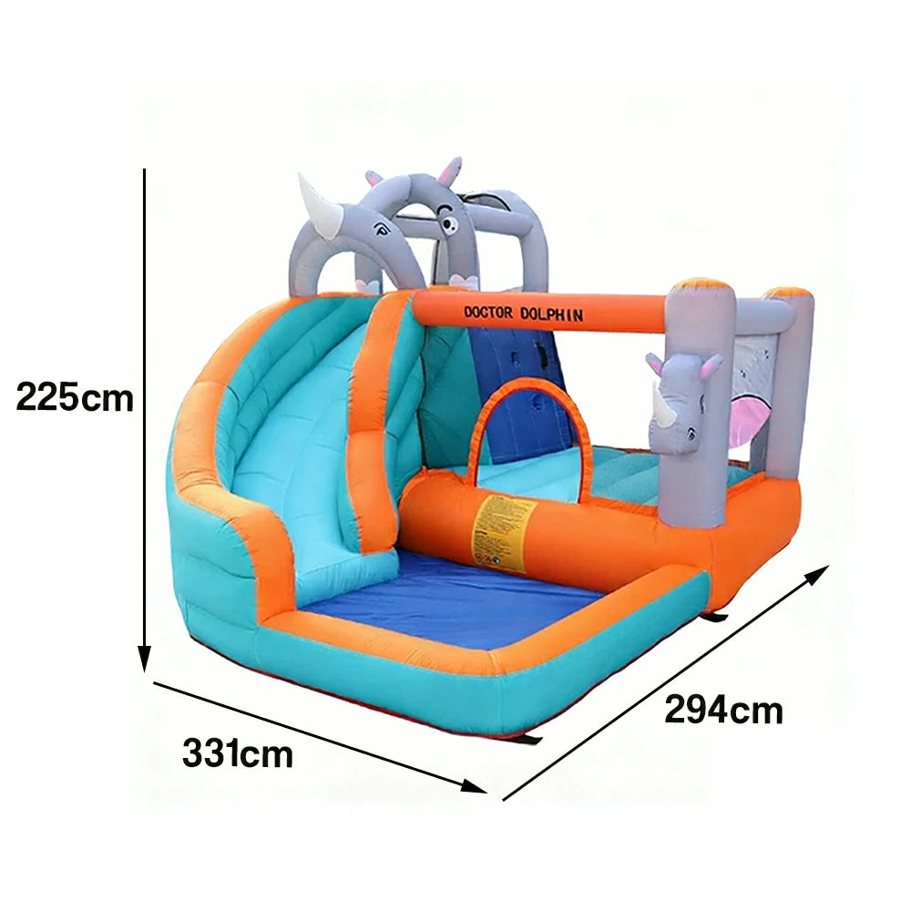 GAMEON Inflatable Bounce Castle PVC Build with Blower - Rhino Theme Castle Style
