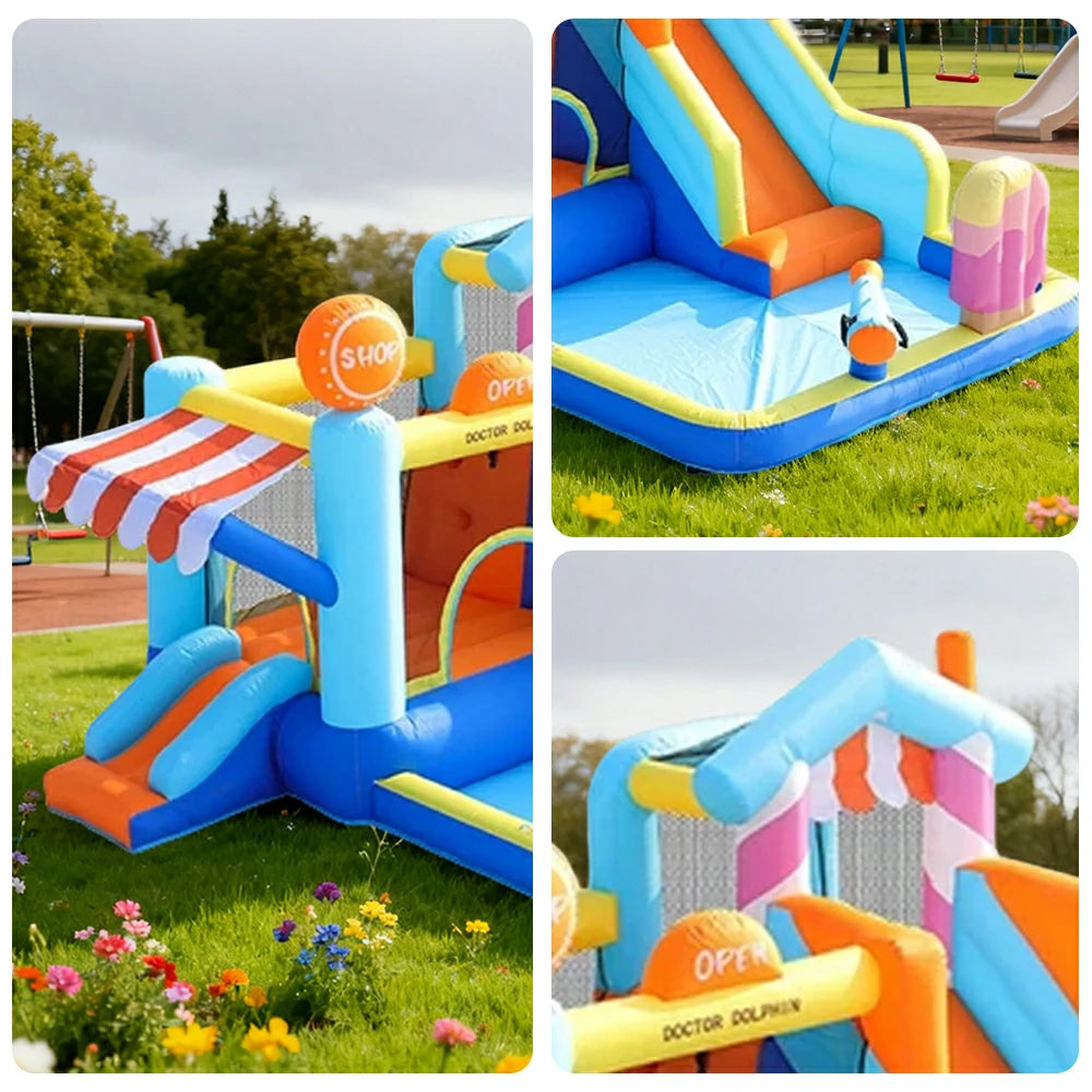 GAMEON Inflatable Bounce Castle PVC Build with Blower - Ice Cream House Theme Style