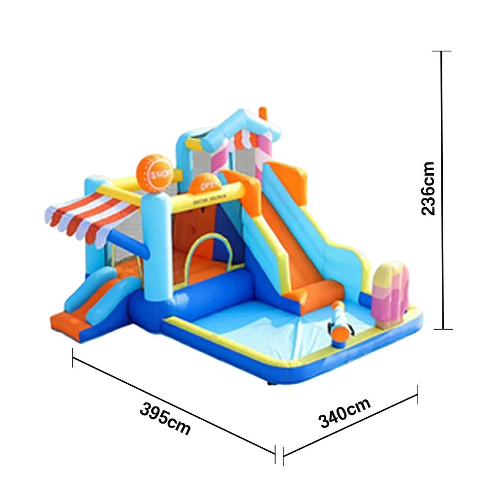 GAMEON Inflatable Bounce Castle PVC Build with Blower - Ice Cream House Theme Style