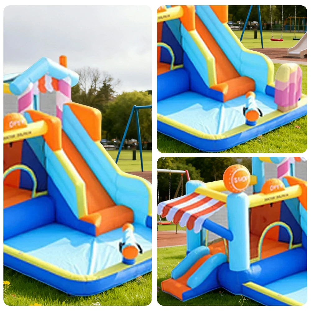 GAMEON Inflatable Bounce Castle PVC Build with Blower - Ice Cream House Theme Style