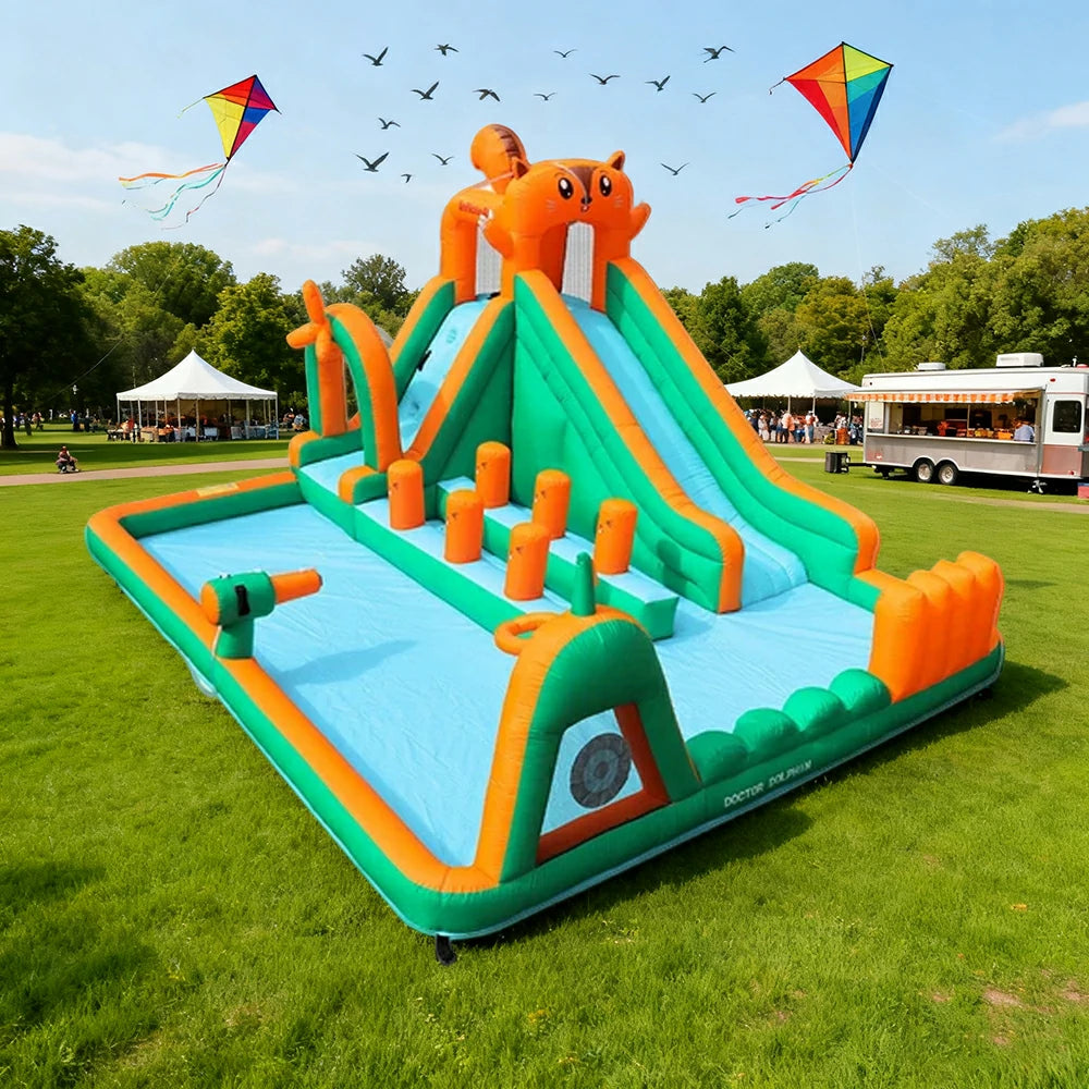GAMEON Inflatable Bounce Castle PVC Build with Blower - Squirrel Playground Theme Style