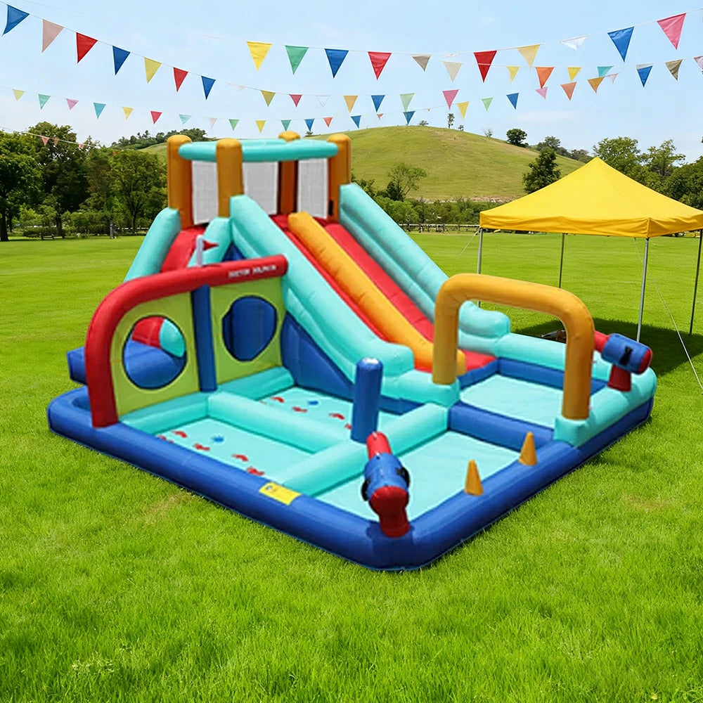 GAMEON Inflatable Bounce Castle PVC Build with Blower - Hole Castle Wet & Dry Combo Style