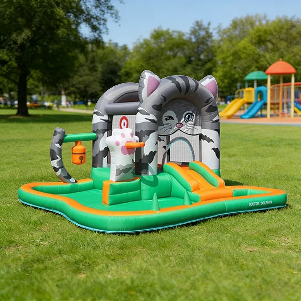 GAMEON Inflatable Bounce Castle PVC Build with Blower - Kitty Castle Theme Style