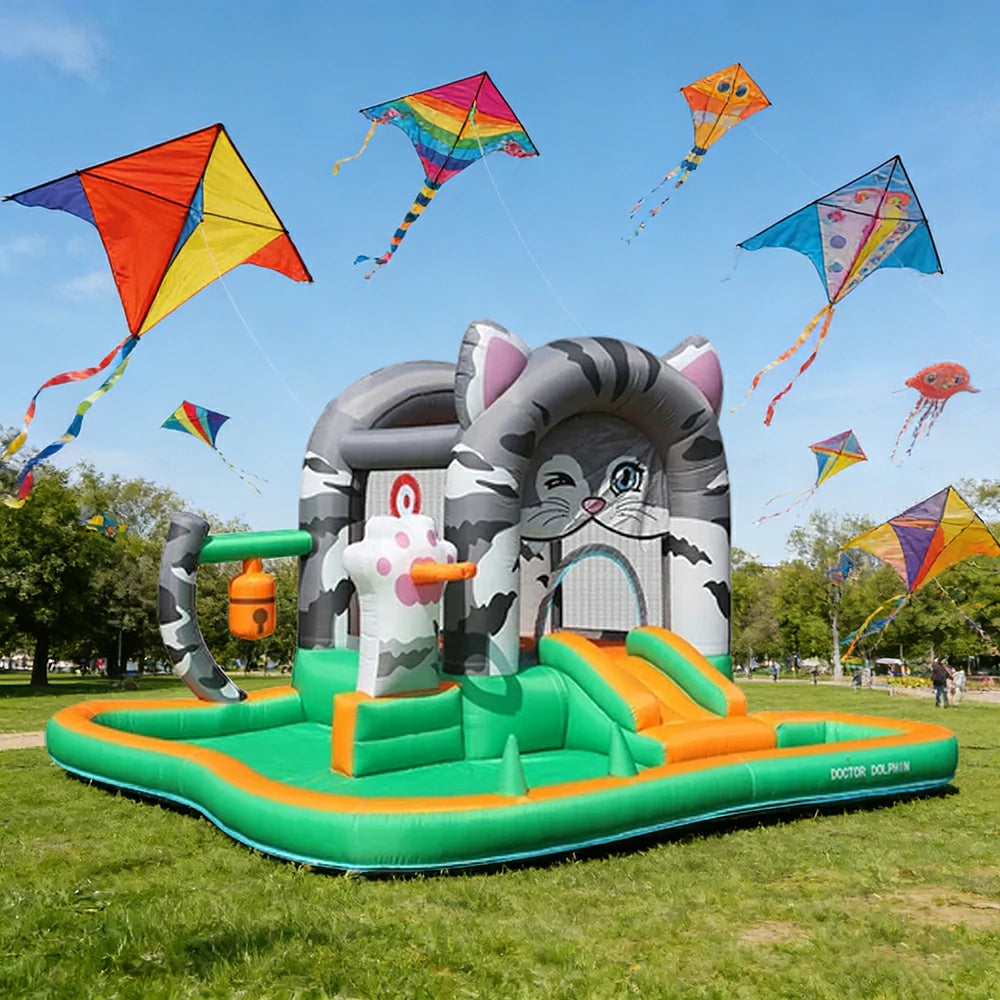 GAMEON Inflatable Bounce Castle PVC Build with Blower - Kitty Castle Theme Style