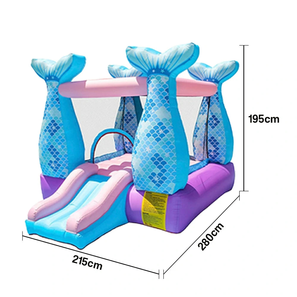 GAMEON Inflatable Bounce Castle PVC Build with Blower & Storage Bag - Mermaid Theme Style