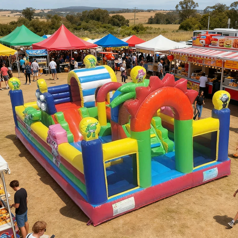 GAMEON Super Wings Theme Bounce House 5X8m PVC Inflatable Castle for Kids Outdoor Fun Bouncy Playland