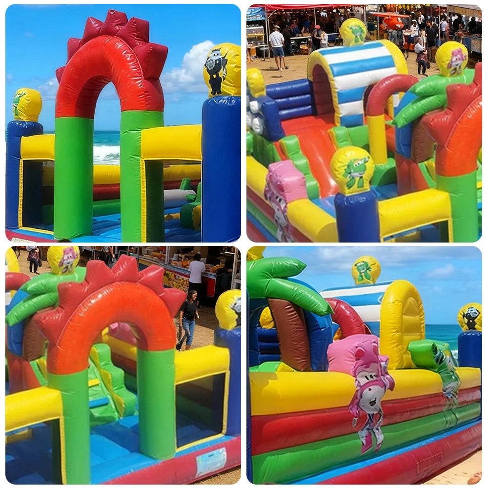 GAMEON Super Wings Theme Bounce House 5X8m PVC Inflatable Castle for Kids Outdoor Fun Bouncy Playland